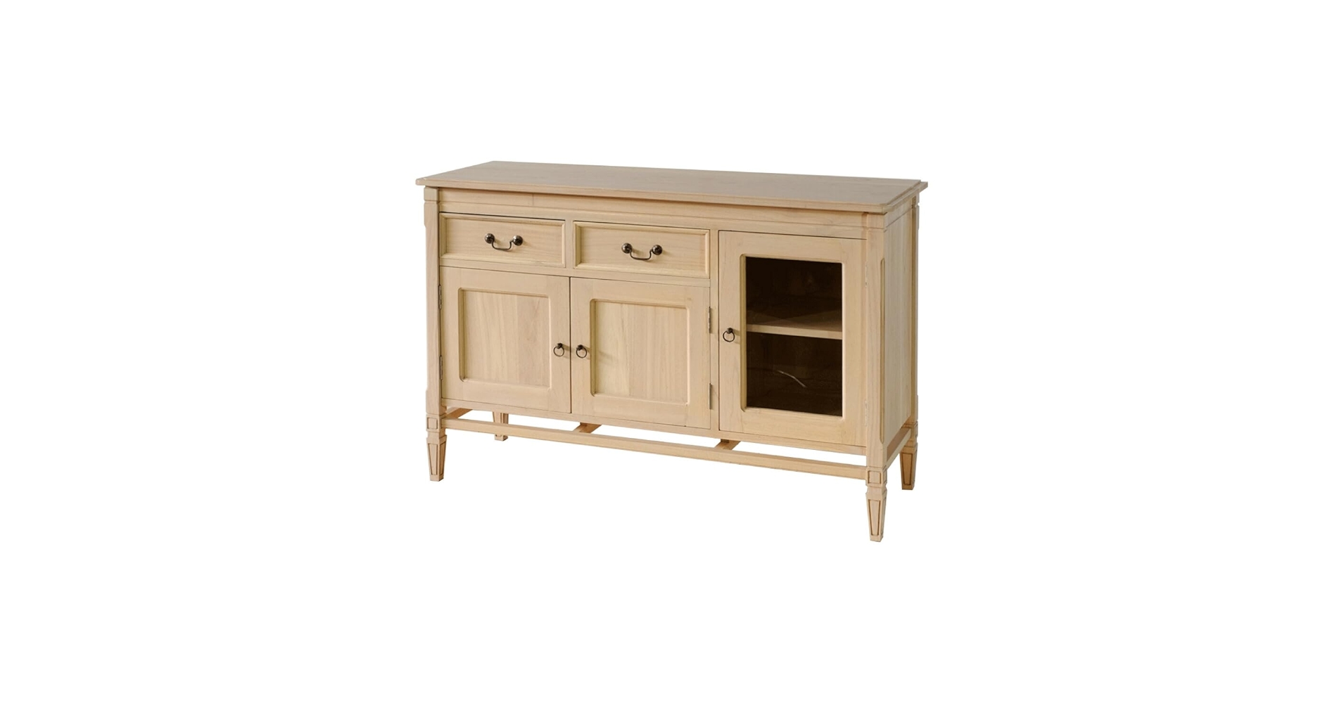 Amazon.co.jp: ローキャビネット 幅120cm アンティーク調 天然木 完成